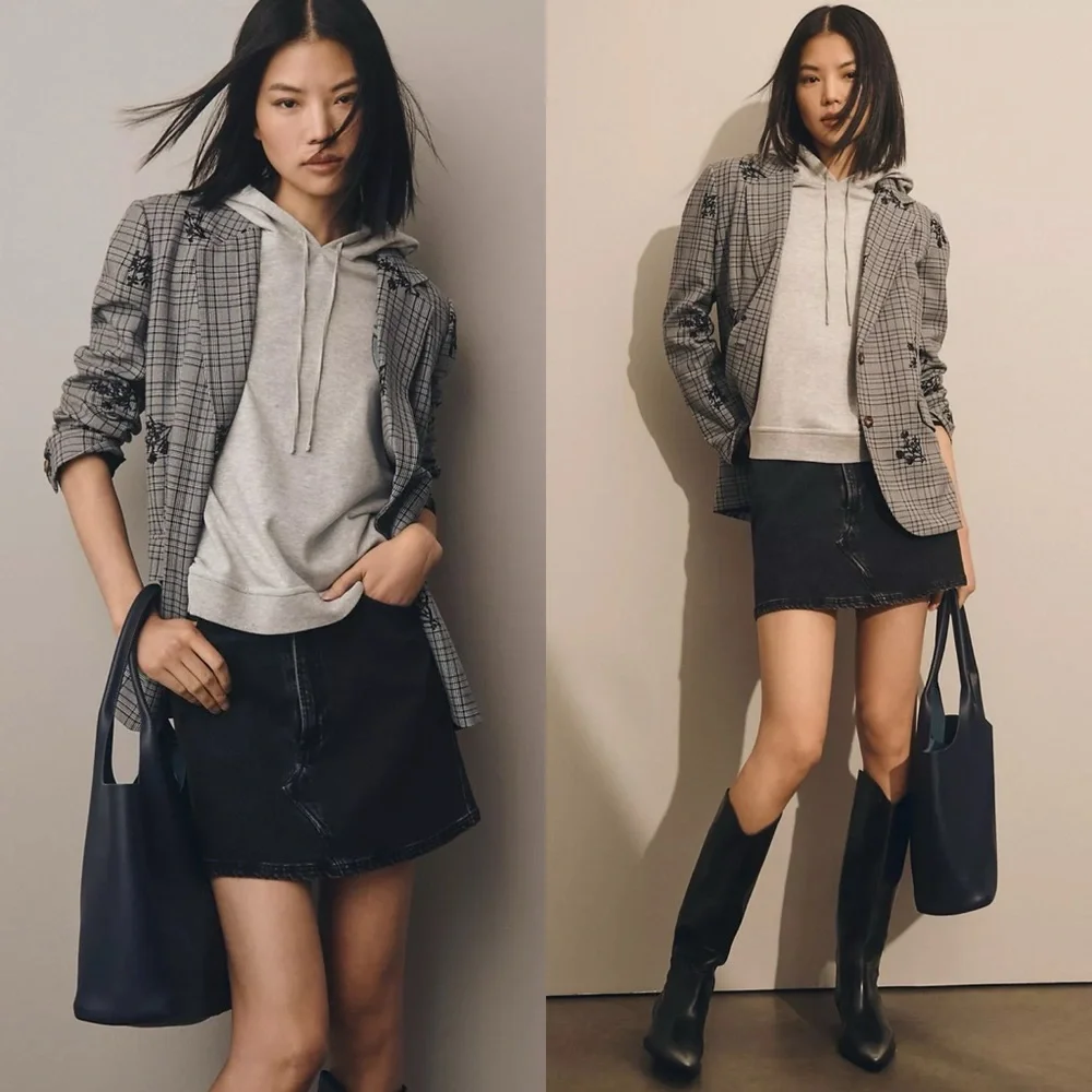 Anthropologie Dolan Plaid Embroidered Blazer - Picture 6 of 6
